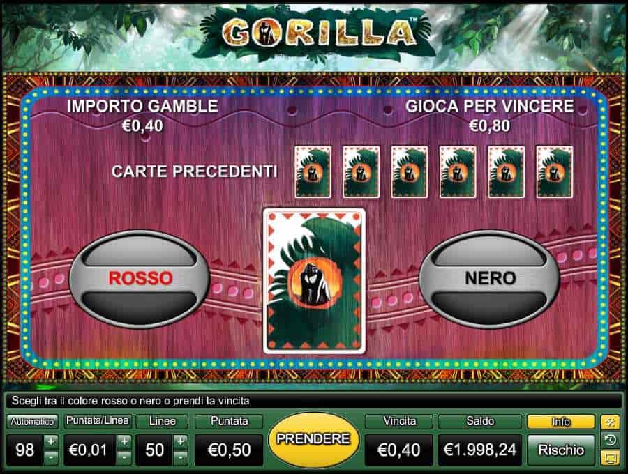 Рискованный раунд в автомате Горилла Риск-игра в слоте Gorilla